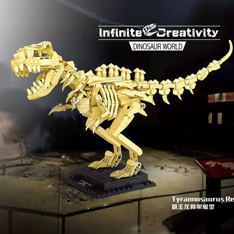 Jurassic Dinosaur World Series T-rex Mosasaur Triceratops Skeleton Building Blocks Fossil Model Bricks Figure Dino Toys Kid Gift