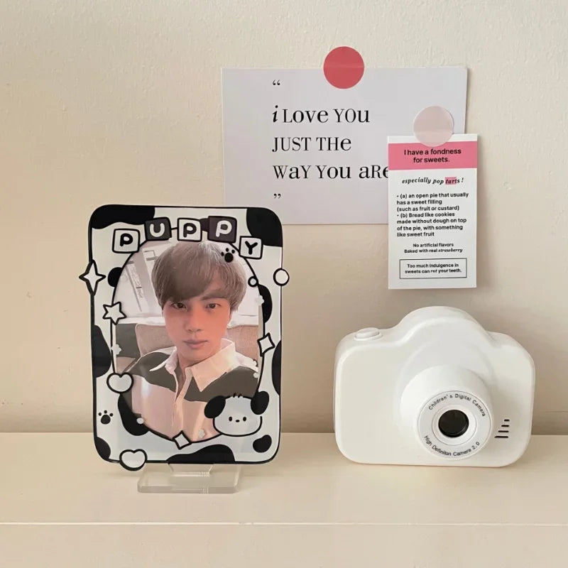 Kawaii Photocard Holder Lovely Cartoon Puppy Acrylic Display Standing Idol Kpop Family Friend Photo Holder Student Supplies