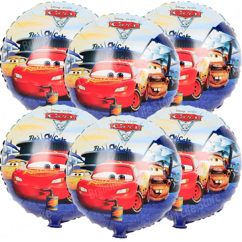 Disney Lightning McQueen Foil Balloons Set,Cars Birthday Decorations, Baby Shower, Race Car, Party Supplies, Gifts, 18Inch, 6Pcs