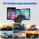 Quick Charger Aluminum QC3.0 Dual USB Car Charger with Switch Button LED Voltage Display for 12V/24V Cars Boats Motorcycle