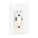 LED Night Light Outlet with 24W USB C+A Fast Charging, 4.8A, On/Off Switch