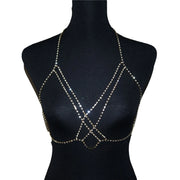 Sexy Shiny Crossed Network Rhinestone Bra Body Chain Exaggerated Women's Crystal Bikini Bra Chain Valentine's Day Gift