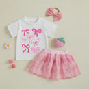 Girls Floral Print Ruffle Sleeve Top and Denim Skirt Set with Matching Headband - Summer 3PCS Outfit for Girls