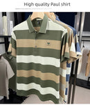 Luxury brand short sleeved men's polo shirt summer new fashion youth custom striped badge design Korean silk top casual T-shirt