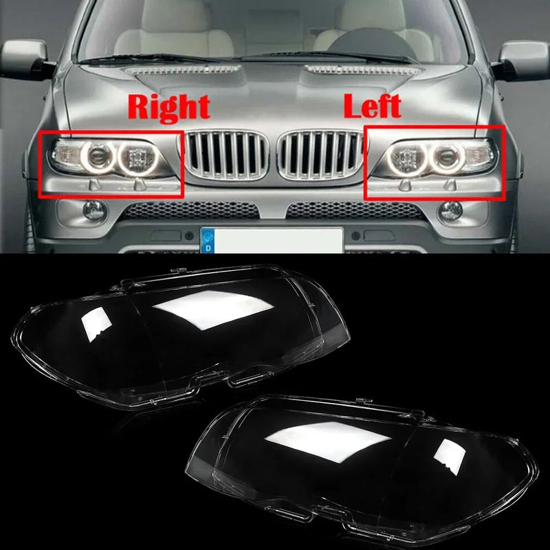 For BMW X5 E53 2000-2007 Car Headlight Clear Lens Cover Replacement Headlamps Transparent Lampshade Lamp Shell Car Accessories