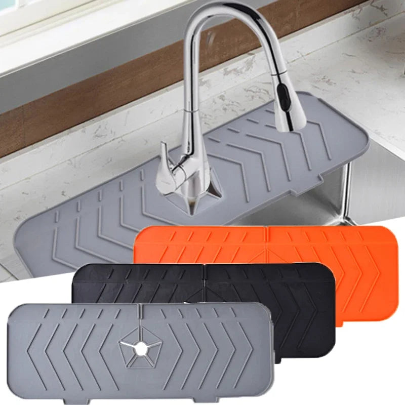 Kitchen Silicone Faucet Handle Drainage Mat Drip Catcher Tray Drying Pad Kitchen Sink Splash Guard Drain Mat Kitchen Accessories