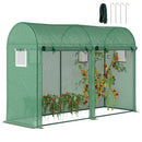 Outsunny Greenhouse Garden Shed Tunnel Type Greenhouse with 4 Windows and 2 Doors Made of Pe and Steel 300X100X200 cm Green