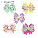 ncmama 4.5" Easter Day Hair Clips for Girls Kids Handmade Swallowtail Stack Rabbit Hair Bows Hairpins Fashion Hair Accessories