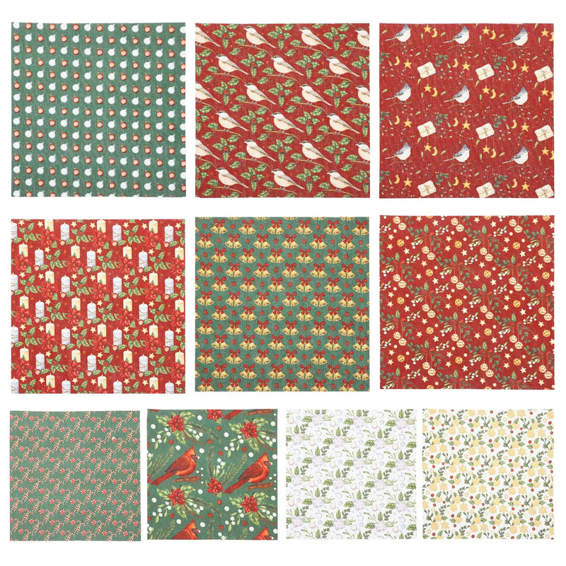 10 Sheets Christmas Printing Quilting Cloth Sheets Patchwork DIY Craft Cotton Sewing Fabrics Sheets