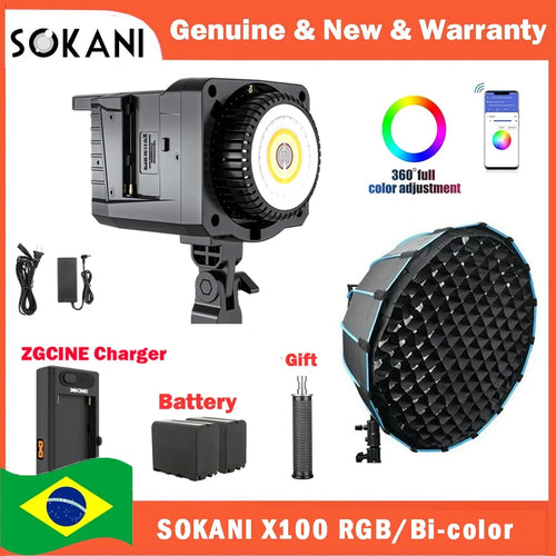 Sokani X100 100W RGB Bi-Color LED Videoleuchte APP-Steuerung Bowens Mount Beleuchtung für Fotografie Videoaufnahmen Outdoor-Drehs