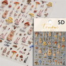 Rabbit Pearl Butterfly 5D Easter Egg Nobility Cute Bunny Soft Relief Self Adhesive Nail Art Decoration Sticker Hot 3D Nail Decal