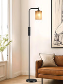67 Zoll Bogen-Stehlampe im Boho-Stil mit Fernbedienung, handgewebter Hanfseilschirm, rustikale Stehlampe für Wohnzimmer, Schlafzimmer und Leseecke