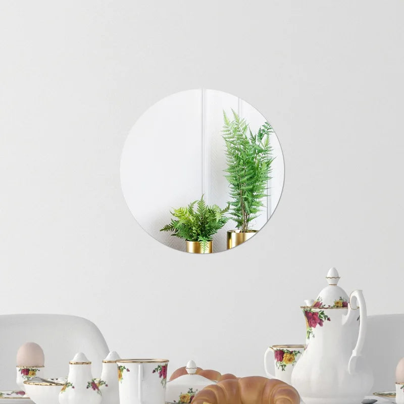 Round Wall Square Mirror Sticker Acrylic Adhesive Small Circle Mirrors Table House Apartment Decoration Flexible Mini Dots Decor