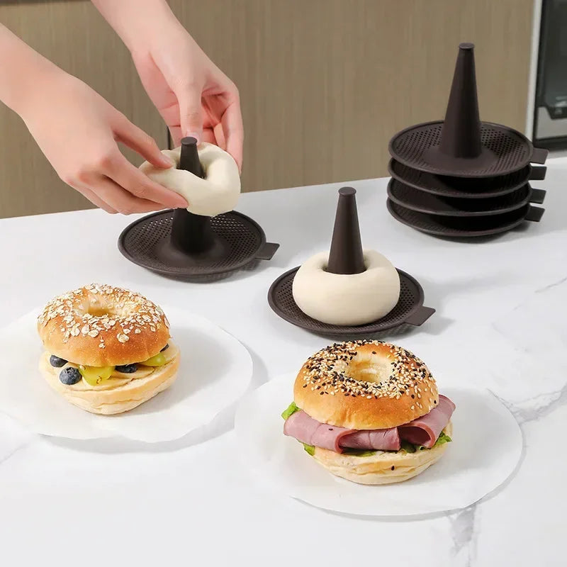 Bagel Tools 6 Piece Silicone Mold Set Baking Cake Mousse Pudding Mold Donut Making Home Kitchen Silicone Molds