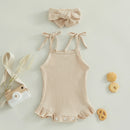 ma&baby 0-18M Newborn Infant Toddler Baby Girls Romper Knit Ruffle Sleeveless Jumpsuit Overall Solid Color Clothing D01