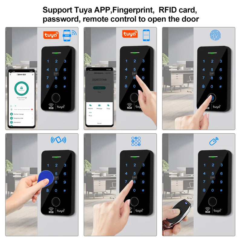 Waterproof Bluetooth Wifi Tuya Fingerprint Access Controller RFID Keyboard Touch Keypad System WG26 Smart APP Remote Door Opener