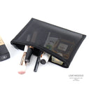 Large Capacity Portable Outdoor Travel Makeup Bag Black Transparent Mesh Storage Washing Bag Home Organization Tote Bag