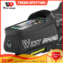 WEST BIKING Bicycle Bag Sensitive Touch Screen Bike Phone Bag Front Frame Reflective MTB Road Cycling Accessories Panniers