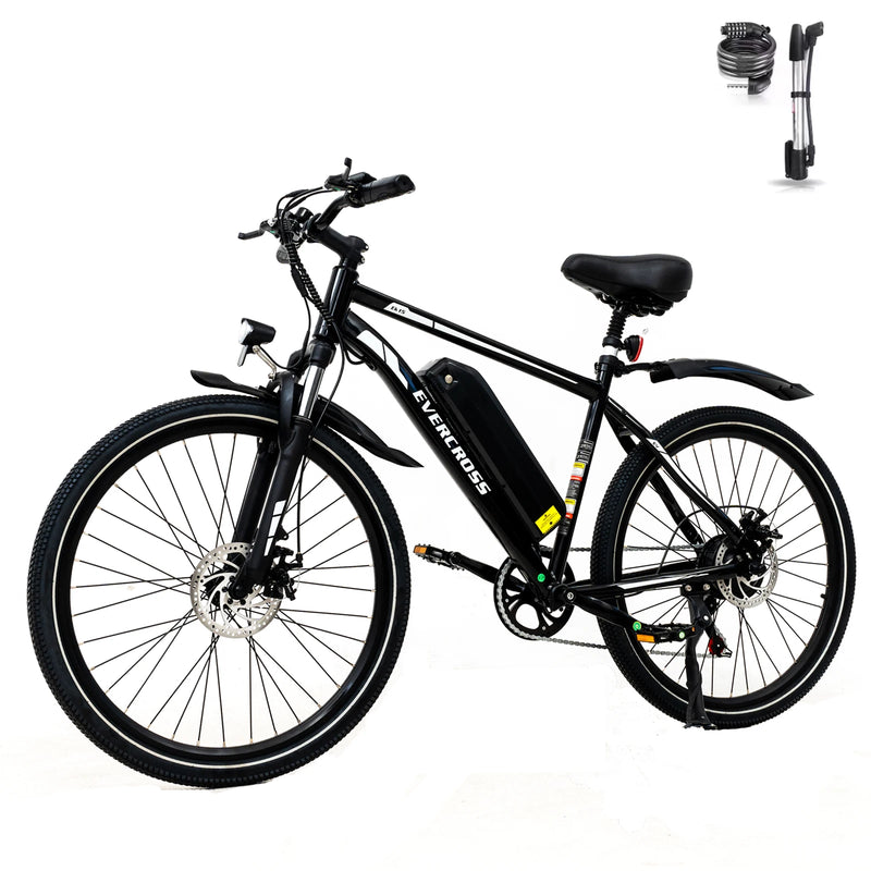 EVERCROSS TECH EK15 Electric bike adult, 26 E-boat with removable battery 36V 12Ah, 7 speeds, Range 35-90km
