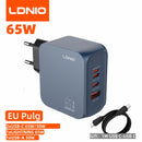 LDNIO Gan 100W Fast Charge Charger Type-C 65W 45W UK EU US Plug USB Multi-Port Fast Charging Station for MacBook iPhone Xiaomi