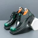 New square head Leather Shoes women Casual Men Formal Dress Thick Bottom Loafers Lace-up Black British Business Work Shoes 44