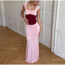 The Meridian Line | Colour-Block Halter Maxi Dress