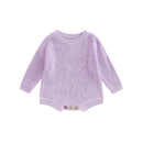 Infant Knit Jumpsuit with Long Sleeves and Round Neckline Solid Color Baby Romper Sweater Bodysuit for Cozy Outfit