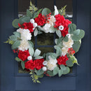 Artificial Red White Flowers Wreath 15.7in Door Hanging Holiday Simulation Flowers Withered Branches Wreaths Hotel
