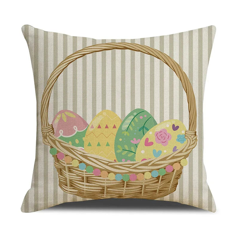 2024 Easter Rabbit Table Runner Linen Bunny Dining Table Cloth Placemat Spring Holiday Happy Easter Decoration For Home Kitchen