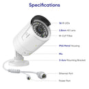 SANNCE 2PCS Ultra HD 2MP/5MP/8MP POE Camera OutdoorWeatherproof Security Network Bullet EXIR Night Vision Email Alert Camera Kit