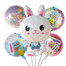 5pcs Easter Cute Rabbit Balloons White Bunny Shaped Balloons Happy Easter Foil Balloons for Easter Party Decors Kids Birthday