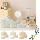 1pcs Cute Quilted Cotton Makeup Bag Women Zipper Cosmetic Organizer Cloth Handbag Box Shape Portable Toiletry Case for Girls