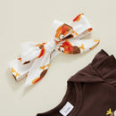 2024-07-13 Lioraitiin Baby Girls 3Pcs Thanksgiving Outfits Long Sleeve Romper + Dots/Turkey Print Pants + Headband Fall Set