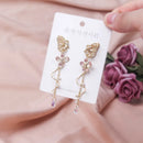 Korean Elegant Flower Butterfly Earrings For Women Exquisite Crystal Zircon Long Tassel Drop Earrings Girls Temperament Jewelry
