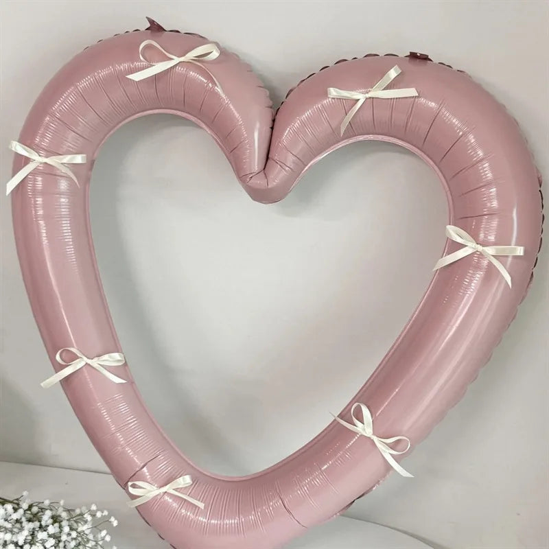 INS 40 inch Love Heart Aluminium Film Balloon With Bowknot Helium Balloon Valentine's Days Wedding Party Decoration Photo Props