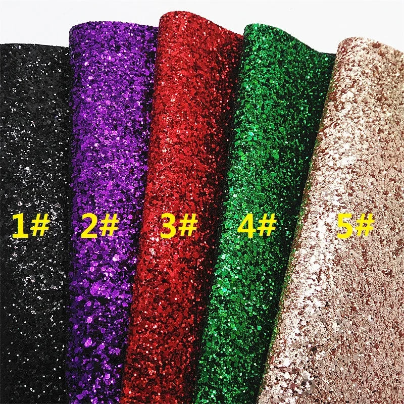 Mini Roll 30X134CM or 21X29CM Chunky Glitter Leather Faux Leather with Soft Felt Backing For Making Bows LEOsyntheticoDIY T505