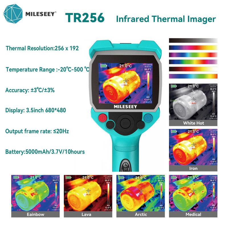Mileseey TR256 256*192 Infrared Thermal Camera Imager -20℃-500 ℃ Six Color Palettes Auto Focus Temperature High Precision