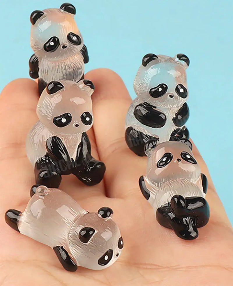 1Pcs/Set Glowing Panda Mini Figurines Miniature Panda Micro Landscape Ornament Glowing In Dark Car Interior Accessories Decor