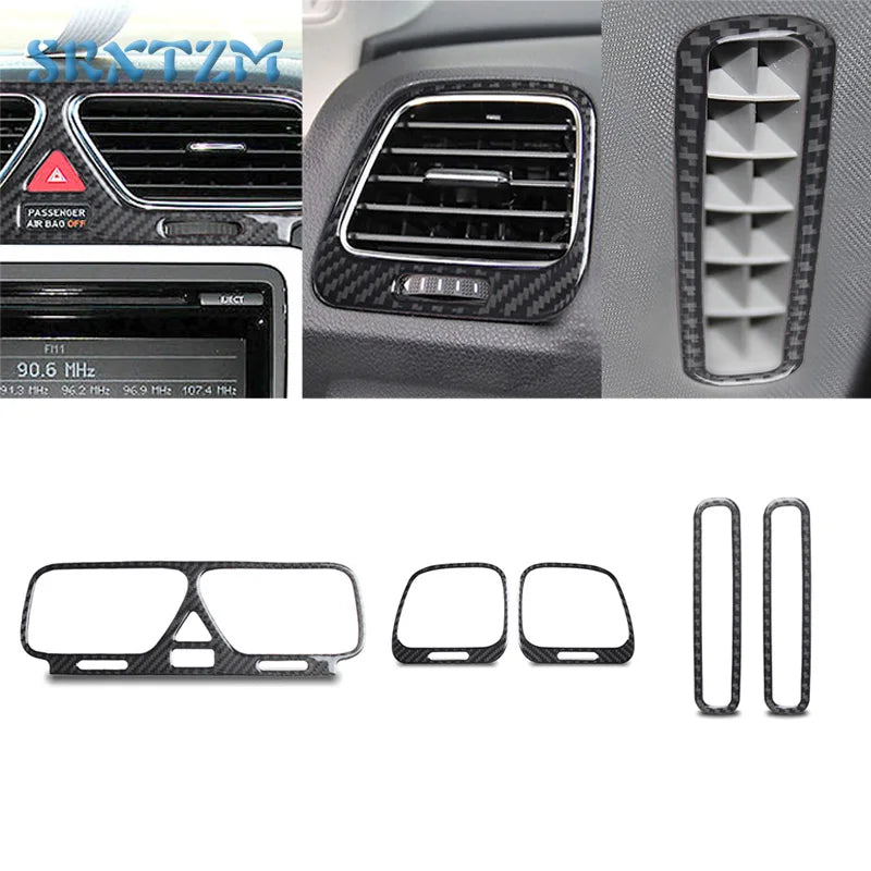 For Lhd Volkswagen Scirocco (Mk3) 2009-2016 Carbon Fiber Car Central Air Conditioning Air Outlet Frame Trim Accessory