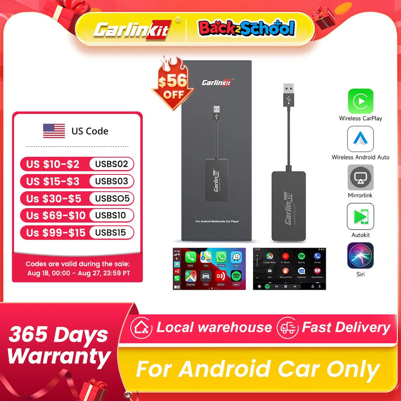 Wireless CarPlay Dongle for Android Car Wireless Android Auto Carlinkit Car Play iOS Mirror Screen Mirrorlink USB Adapter CCPA