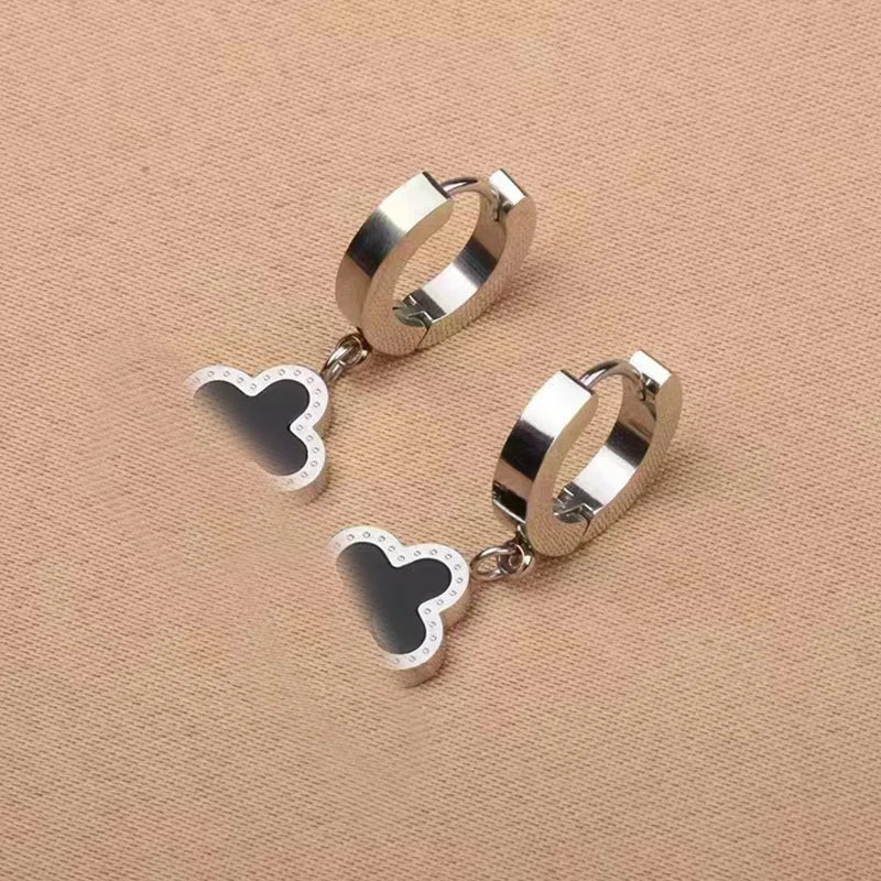 Stainless Steel Flower Four-leaf Clover Women's Bracelet Necklace Earrings Jewelry Gift