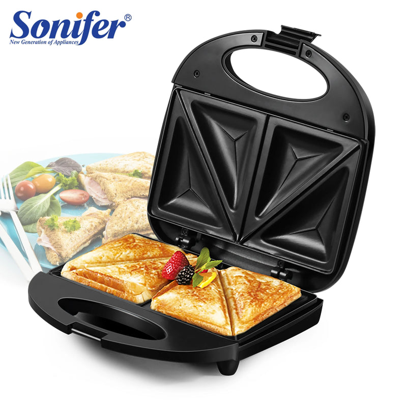 Electric Triangle Sandwich Maker Panini 750W Cooking Kitchen Appliances Breakfast Waffles Machine Non-stick Iron Pan Sonifer