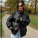 The Rebel Crop | Women's Cropped Leather Bomber Jacket