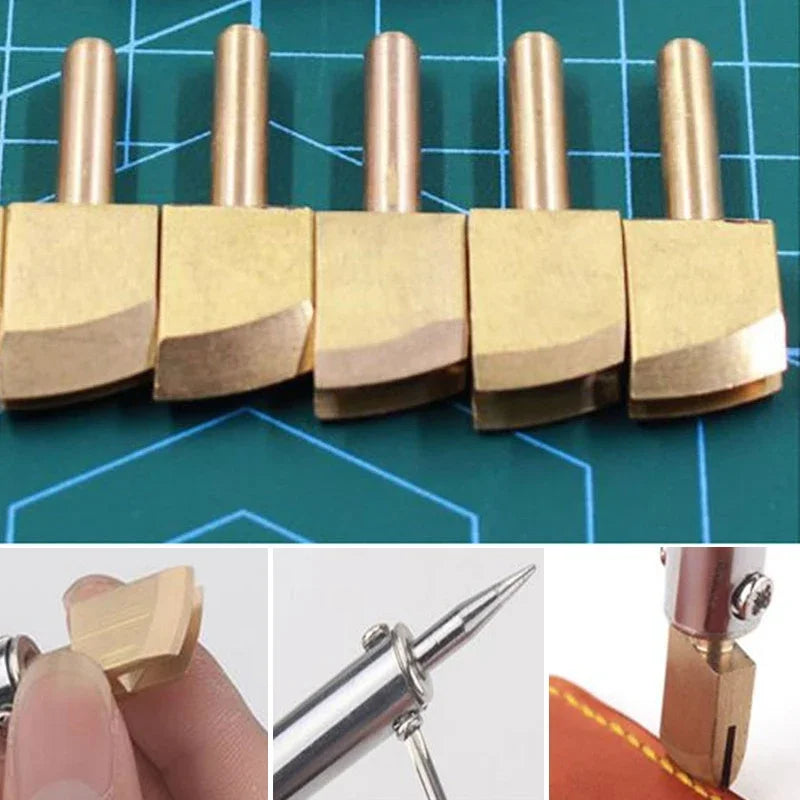 Leather Electric Brass Solder Soldering Iron Tip To Burn The Edge Leather Craft Press Edge Sealing Machine Line Pyrography Tool