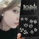 Genshin Impact Element Cute Earrings Studs Jewelry Luxury Game Anime Earrings Stainlees Steel Earrings Studs Silver Color
