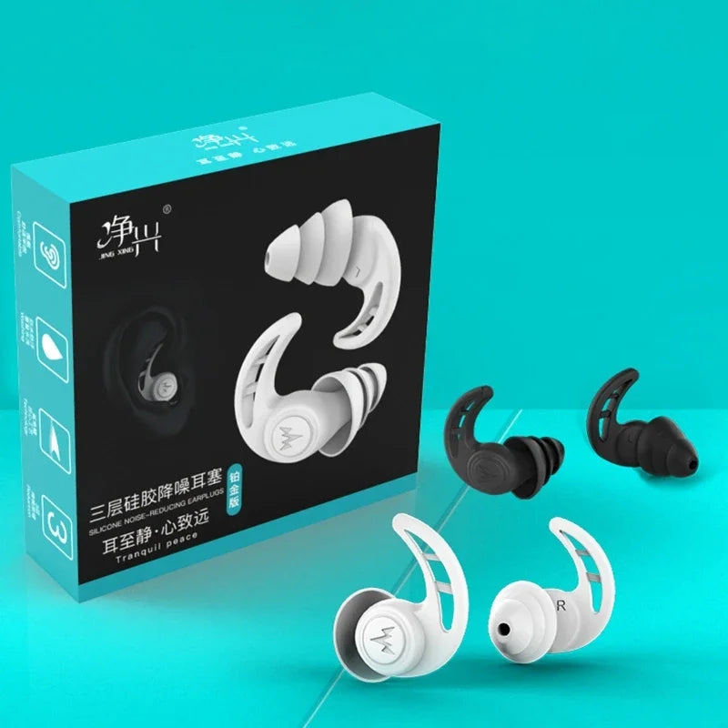 3 Layers Washable Ear Plugs Noise Canceling Earplugs Reusable for Sleep Reading Cycling Concerts Nightclubs 2PC