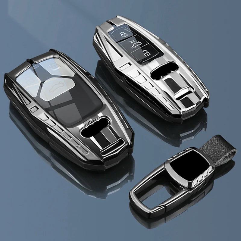 Car Zinc Alloy TPU Key Case Holder Cover For Audi A8 A6 Q8 2021 2019 Q7 TT A4 B9 A7 TDI Quattro TTS Sline Keychain Accessories