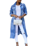 Autumn Women Sexy Ripped Denim Jackets 2021 Vintage Casual Long Jean Jacket Winter Female Long Sleeve Coat Streetwear