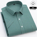 6XL Men's shirt Short sleeve Spring summer 100% cotton plaid Oxford non-ironing anti-wrinkle plus size casual shirt slim fit