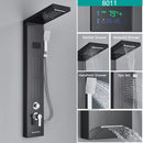 Bathroom LED Light Rain Waterfall Shower Panel Faucet Body Massage Jets Shower Faucet Stainless Steel Tub Spout Shower Column